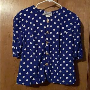 Blue poka dot shirt